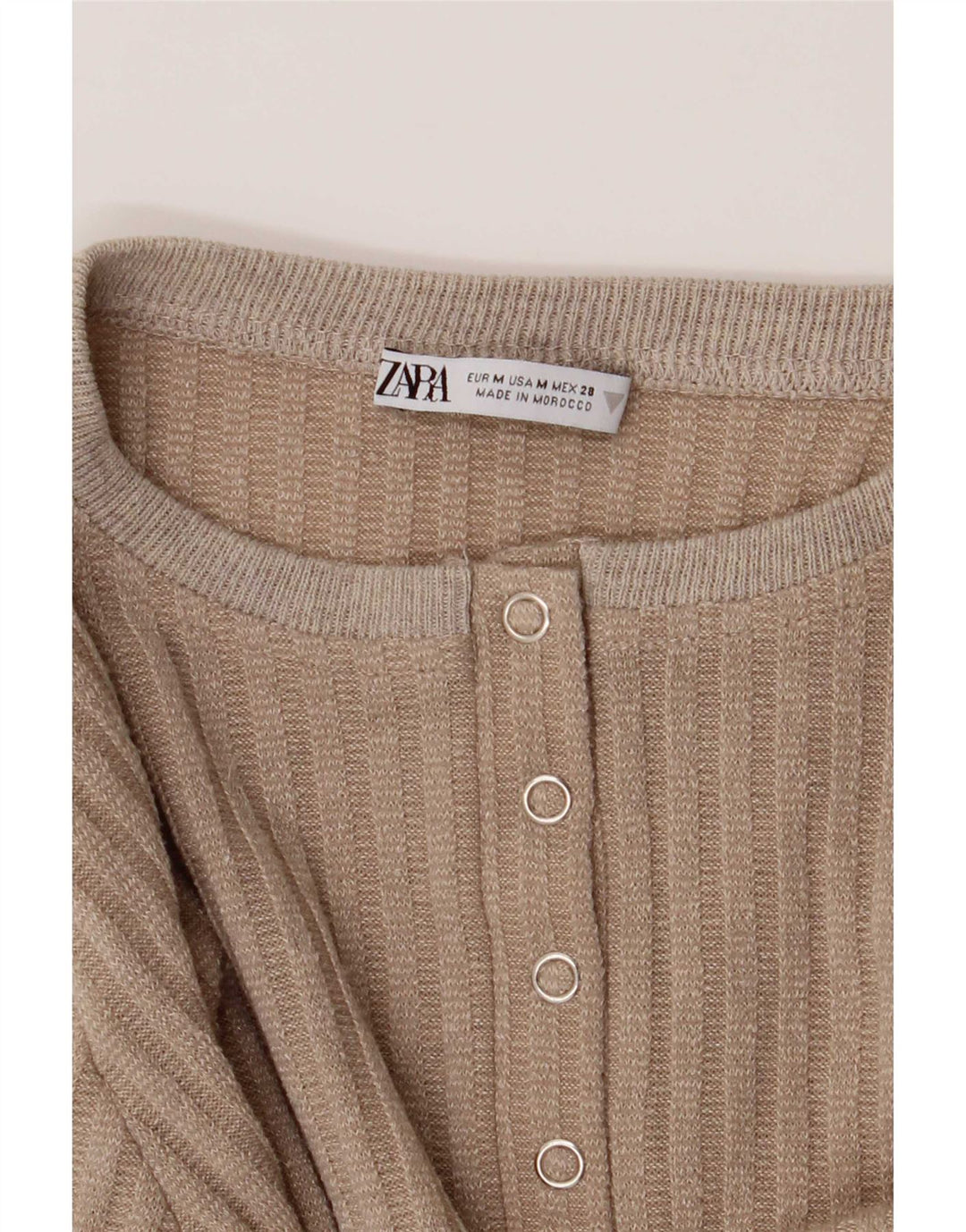 Zara langærmet bodysuit til kvinder UK 12 Medium Beige Flecked