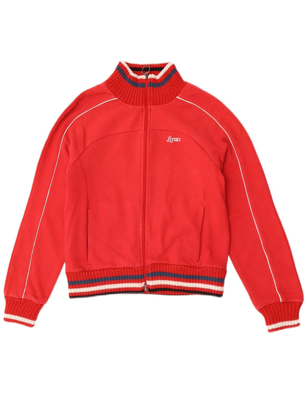 Lotto Womens Tracksuit Top Jacket UK 12 Medium Red Striped Cotton