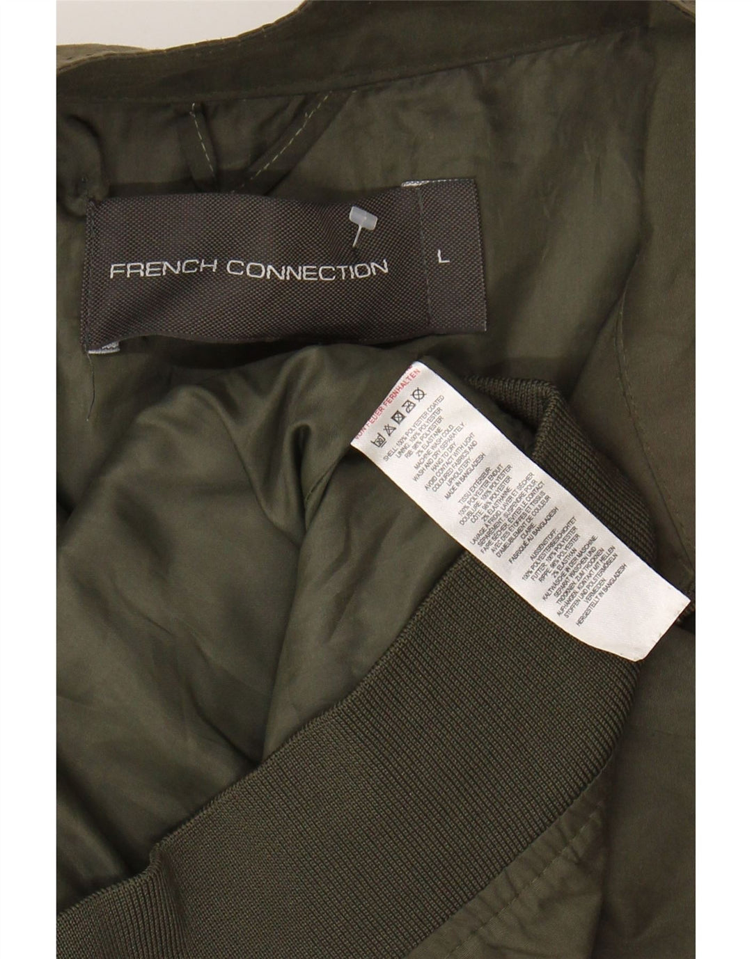 FRENCH CONNECTION Mens Bomber Jacket UK 40 Large Green Polyester