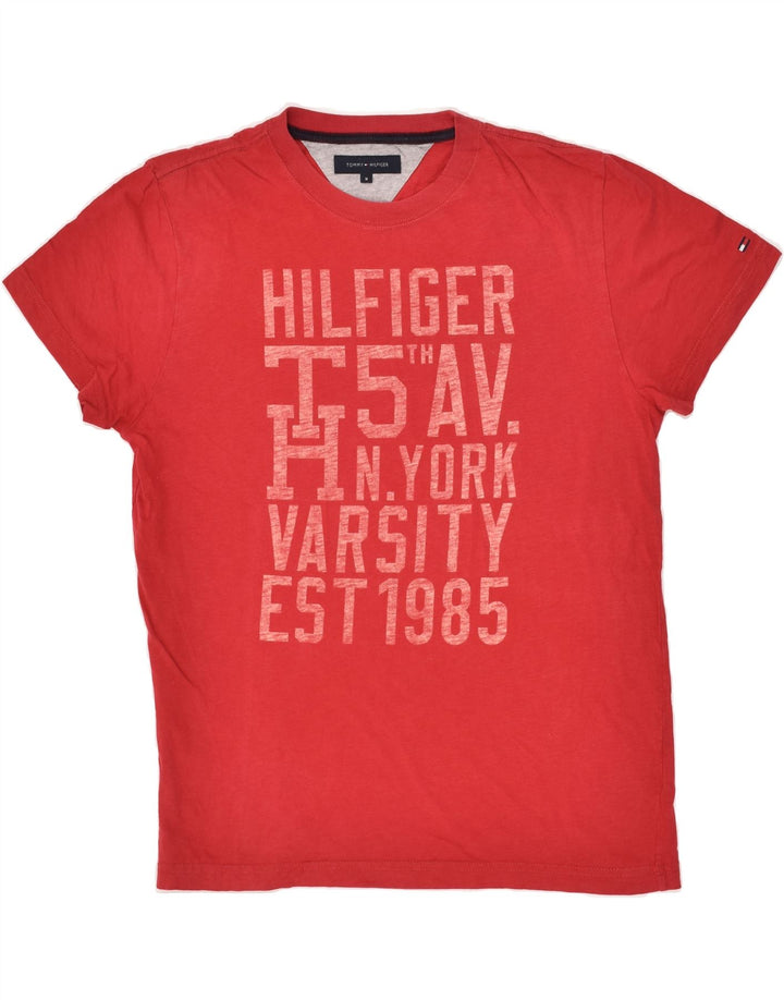 TOMMY HILFIGER Mens Graphic T-Shirt Top Medium Red Cotton Vintage Tommy Hilfiger and Second-Hand Tommy Hilfiger from Messina Hembry 
