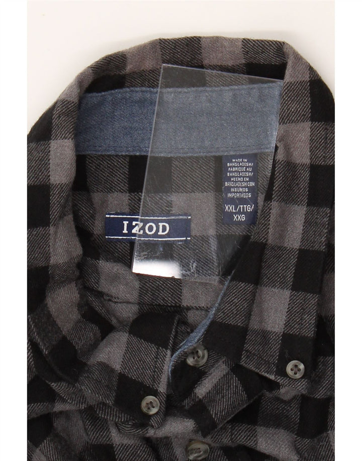 IZOD Flanellskjorte til mænd 2XL Grå ternet