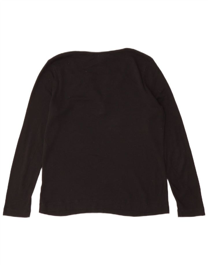 RALPH LAUREN Dame Top Langærmet UK 16 Stor Sort Bomuld