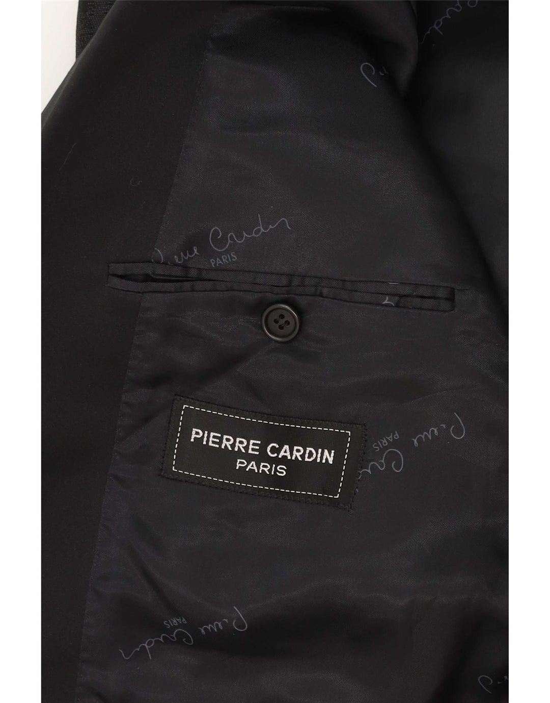 Pierre Cardin Herre Blazer Jakke IT 50 Large Sort Geometrisk Klassisk