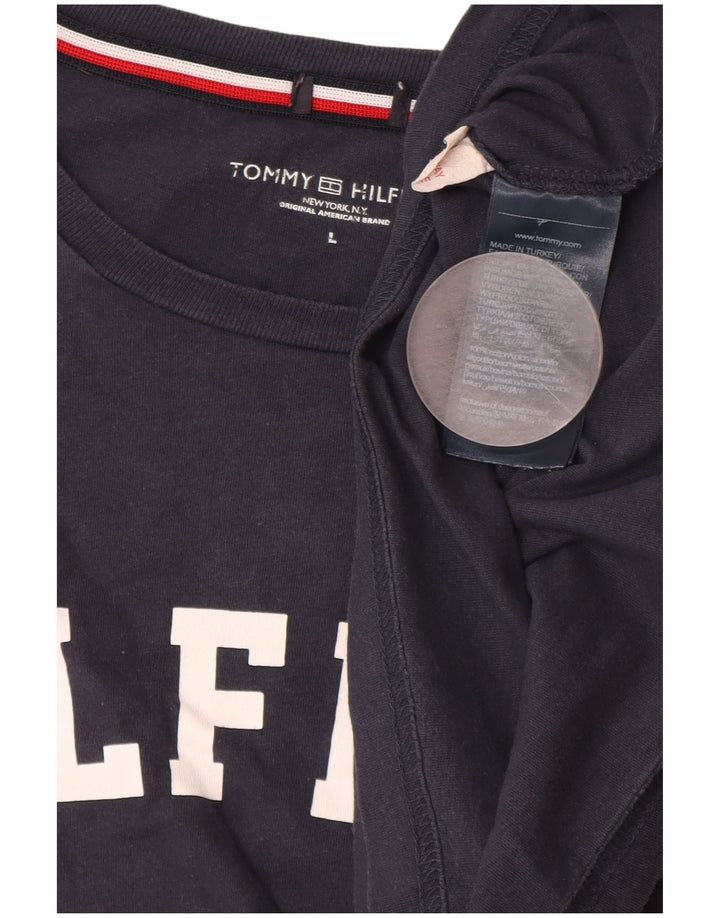 TOMMY HILFIGER Herre grafisk T-shirt Top Stor marineblå bomuld