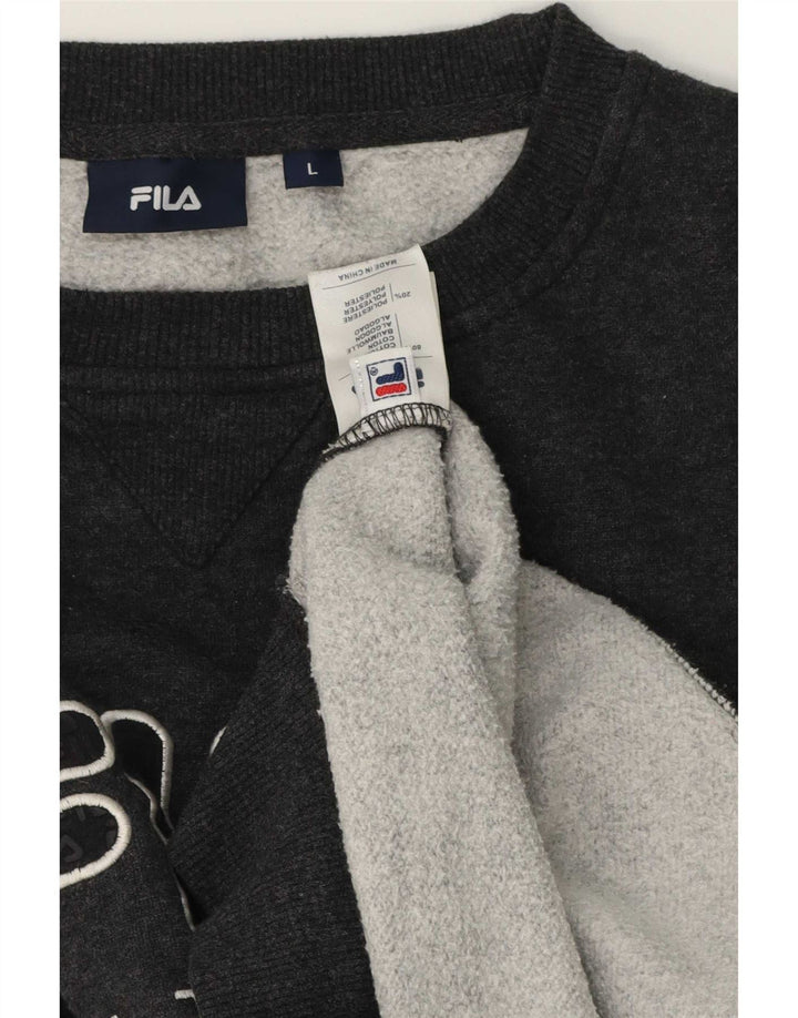 Fila Herre Grafisk Sweatshirt Jumper Stor Grå Bomuld