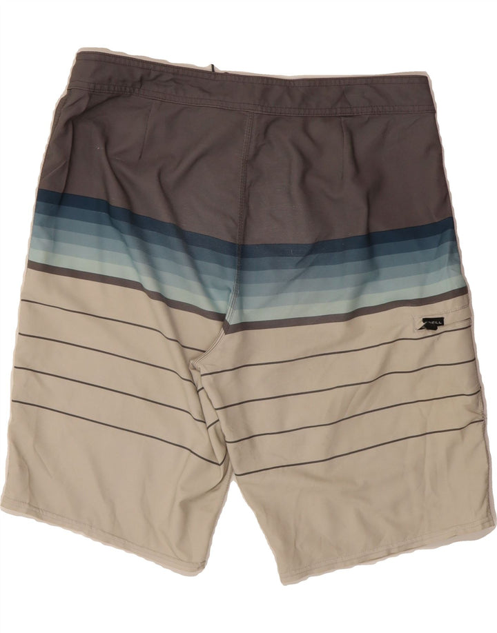 O'NEILL Mens Swimming Shorts Large  Grey Striped Polyester Vintage O'Neill and Second-Hand O'Neill from Messina Hembry 