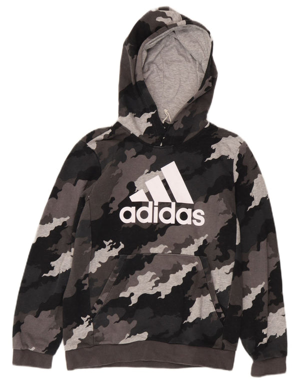 Adidas Grafisk hættetrøje til drenge 11-12 år Grå Camouflage Bomuld