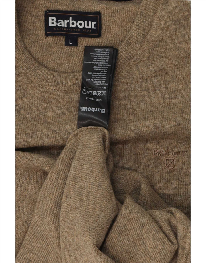 Barbour herre rund hals sweater stor grå uld