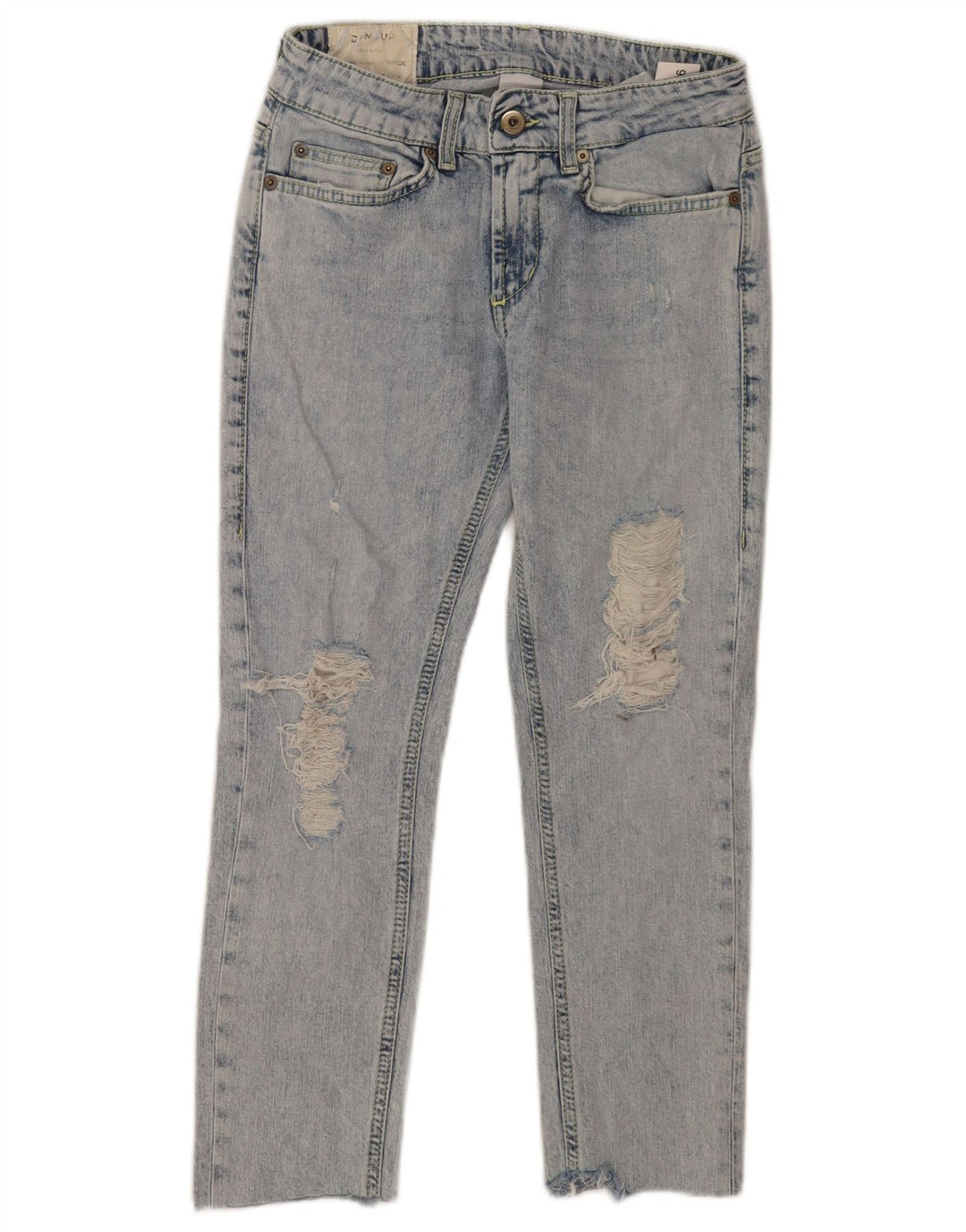 Dondup Dame Distressed Cropped Jeans W26 L23 Blå Bomuld
