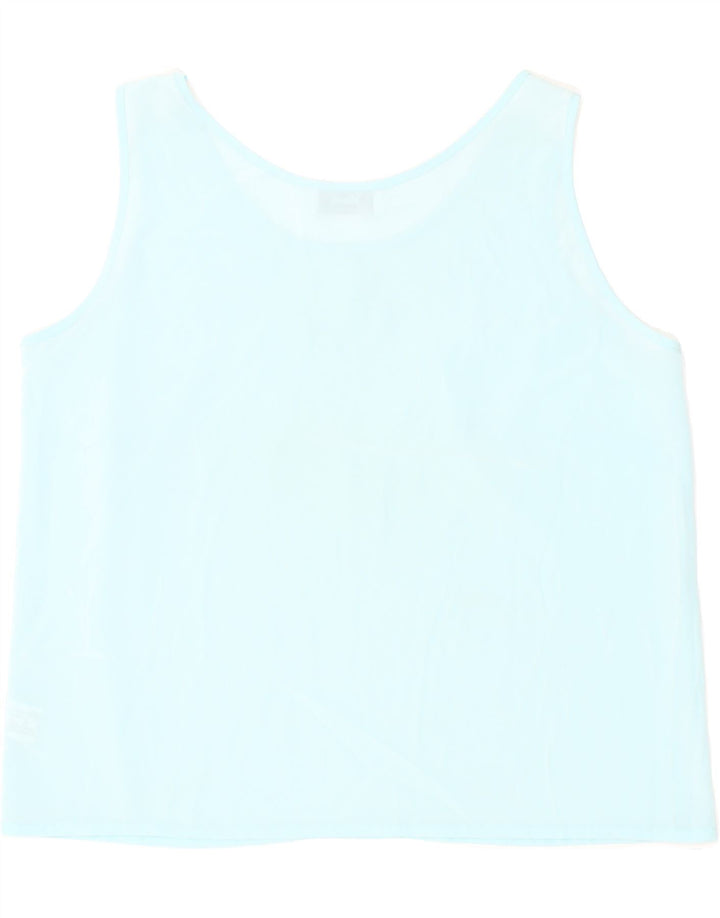 VINTAGE Womens Crop Graphic Vest Top UK 16 Large  Blue Polyester Vintage Vintage and Second-Hand Vintage from Messina Hembry 