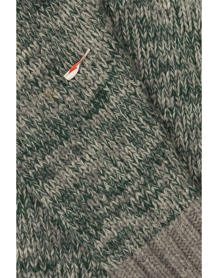 Fred Perry Herre Cardigan Sweater Stor Grøn Flecked Uld