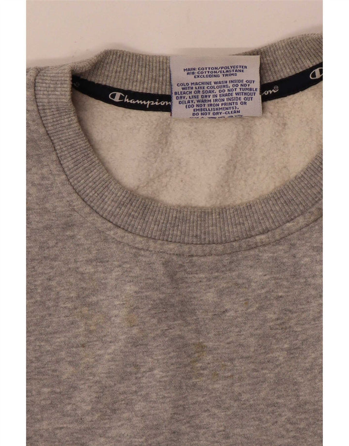 Champion Womens Crop Graphic Sweatshirt Jumper UK 14 Medium Grey Flecked
