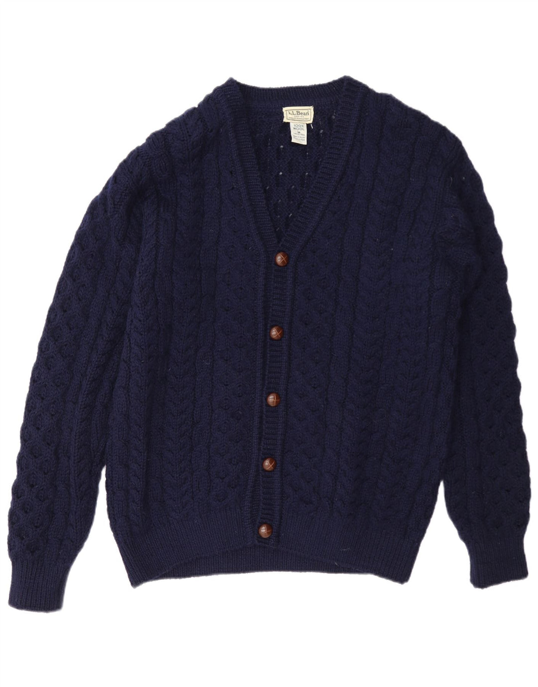 L.L.Bean Herre cardigan sweater Medium marineblå uld
