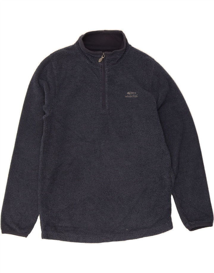 WEIRD FISH Mens Zip Neck Sweatshirt Jumper Medium Navy Blue Polyester Vintage Weird Fish and Second-Hand Weird Fish from Messina Hembry 