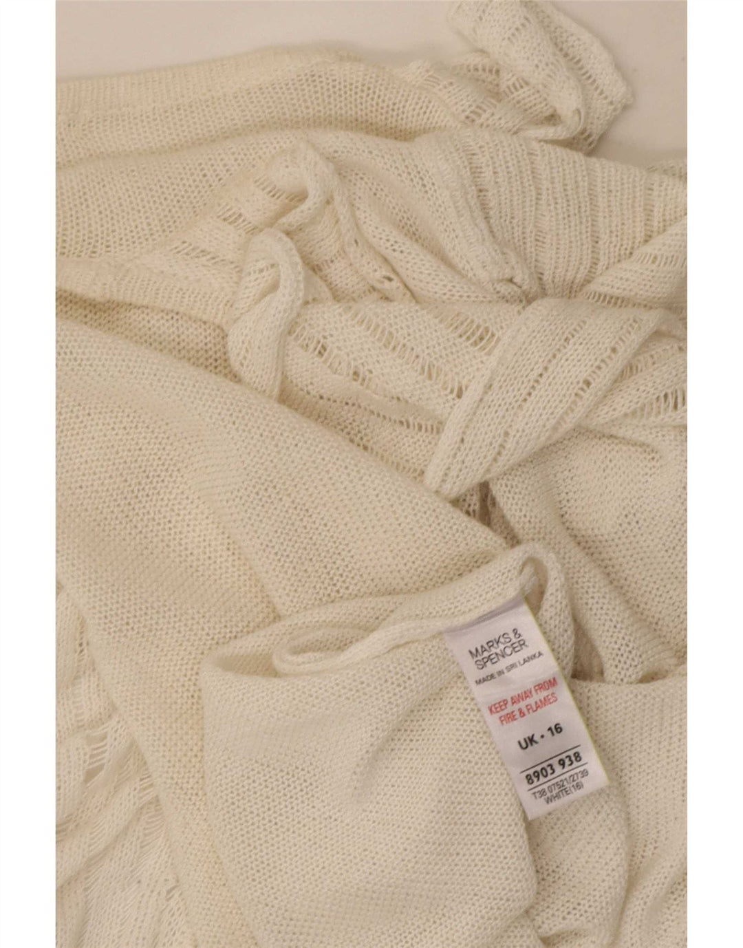 Marks & Spencer Dame Flæse Front Åben Cardigan Top UK 16 Large White