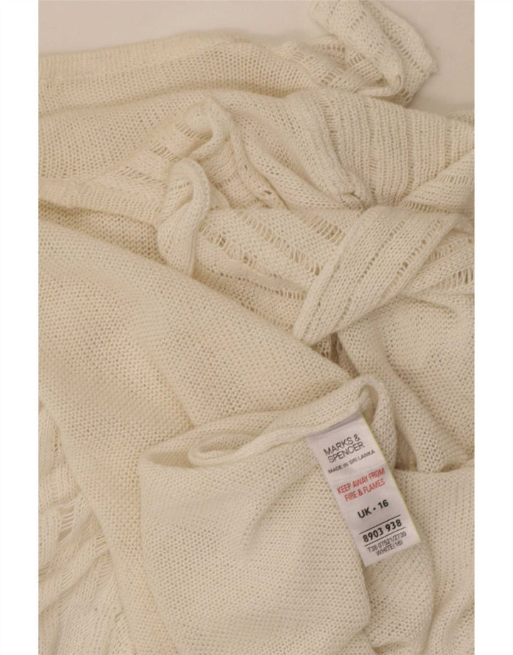 Marks & Spencer Dame Flæse Front Åben Cardigan Top UK 16 Large White