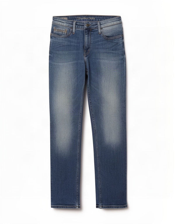 Calvin Klein Dame Mid Rise Straight Jeans W29 L30 Blå Bomuld