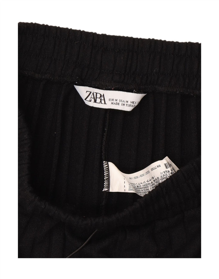 ZARA Womens Tracksuit Trousers Joggers UK 12 Medium  Black Cotton Vintage Zara and Second-Hand Zara from Messina Hembry 