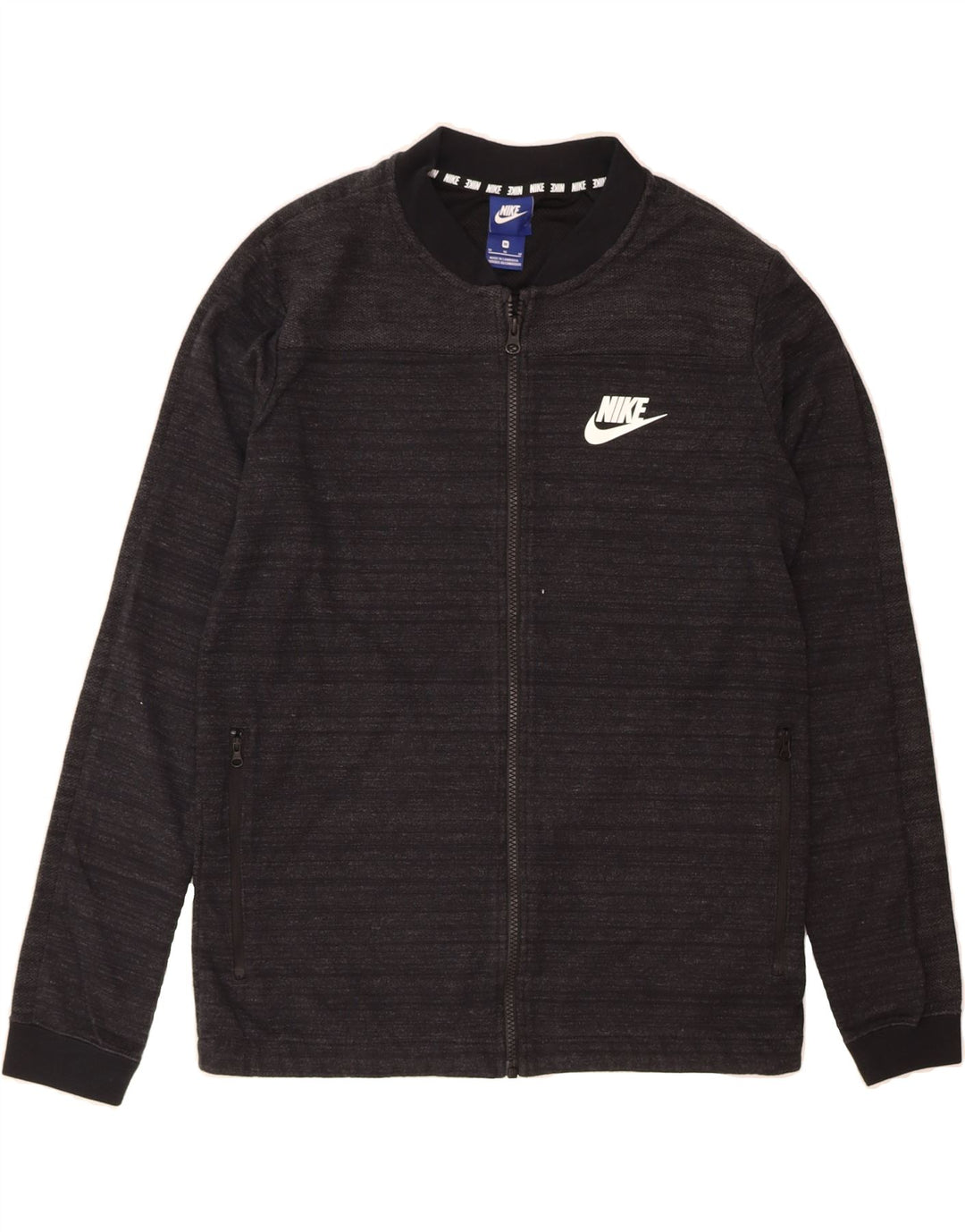 NIKE Womens Tracksuit Top Jacket UK 14 Medium Black Striped Cotton Vintage Nike and Second-Hand Nike from Messina Hembry 