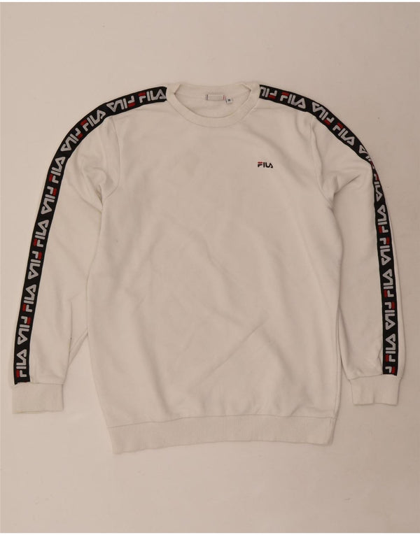 Fila Herre grafisk sweatshirt Jumper Medium Hvid Colourblock Bomuld