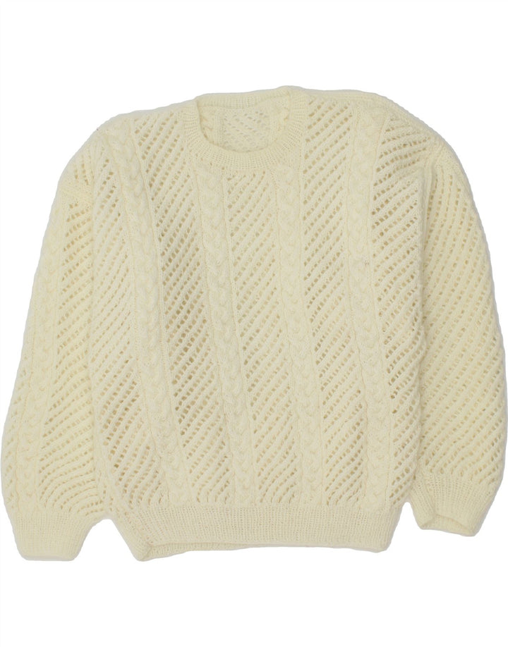 VINTAGE Womens Crew Neck Jumper Sweater UK 12 Medium Off White Vintage Vintage and Second-Hand Vintage from Messina Hembry 