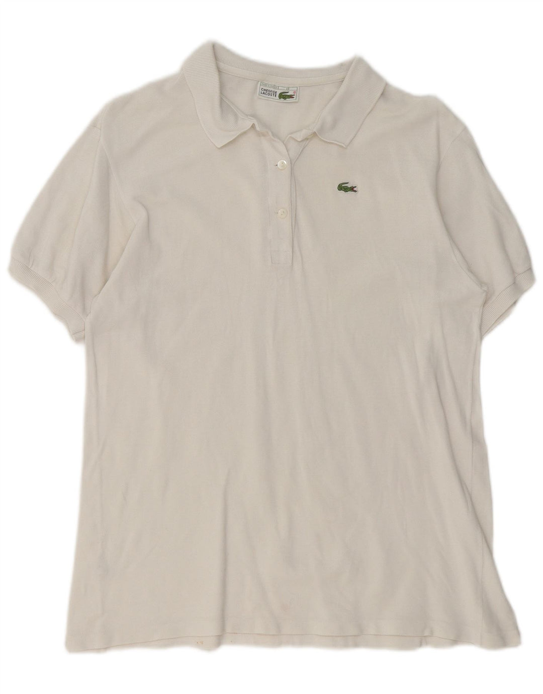 Lacoste Dame Polo Shirt Størrelse 46 XL Hvid Bomuld