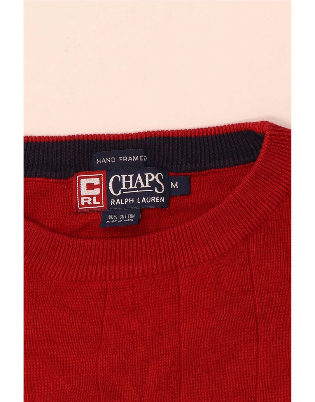 Chaps Ralph Lauren Herre Crew Neck Jumper Sweater Medium Rød Bomuld