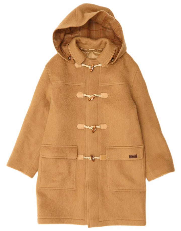 Vintage Herre Hooded Duffel Coat UK 40 Stor Beige Uld