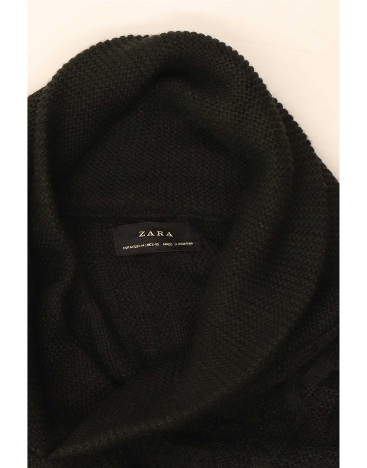 Zara Herre Shawl Neck Jumper Sweater Medium Green