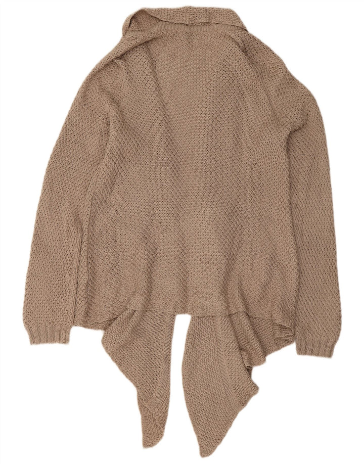 Massimo Dutti Dame Open Cardigan Sweater UK 16 Stor Beige Bomuld