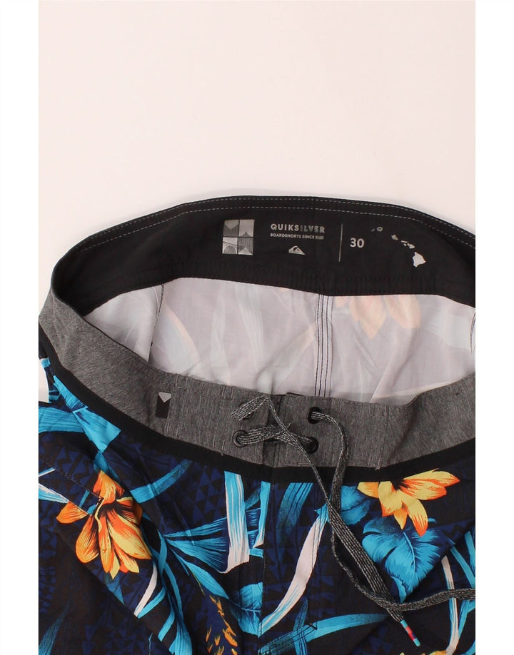 QUIKSILVER Mens Swimming Shorts Medium  Navy Blue Floral Polyester Vintage Quiksilver and Second-Hand Quiksilver from Messina Hembry 