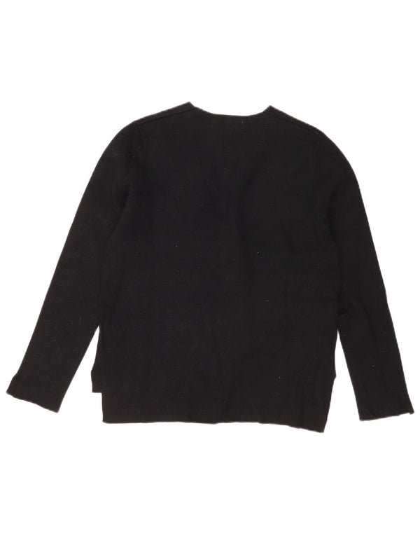 Zara Dame V-hals sweater UK 10 Small Black Viscose