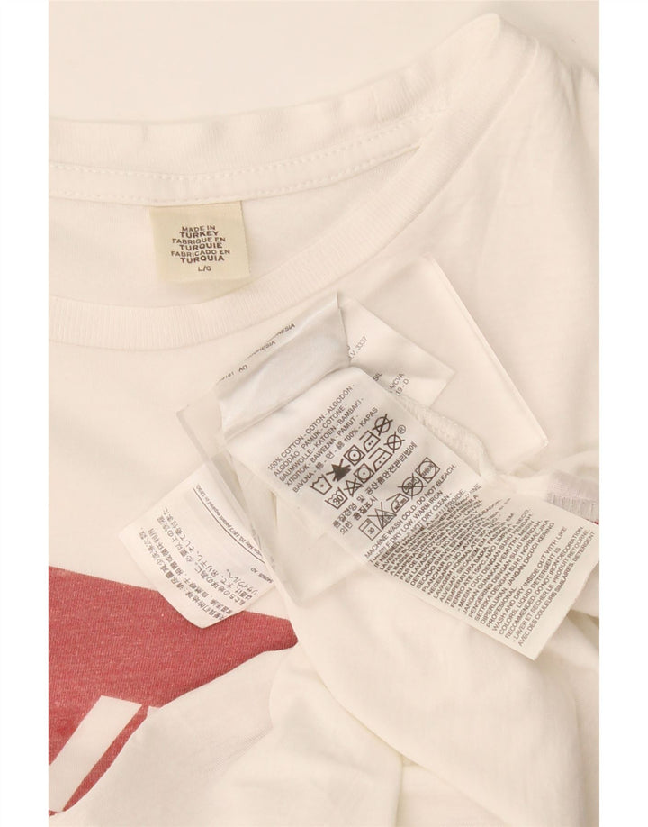 LEVI'S Grafisk T-shirt top til kvinder UK 16 Stor hvid bomuld