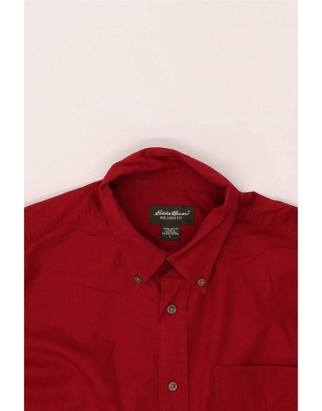 EDDIE BAUER Mens Relaxed Fit Shirt Large Red Cotton Vintage Eddie Bauer and Second-Hand Eddie Bauer from Messina Hembry 
