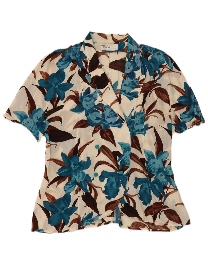 Vintage Dame Gennemsigtig Skjorte Bluse IT 48 XL Flerfarvet Blomster