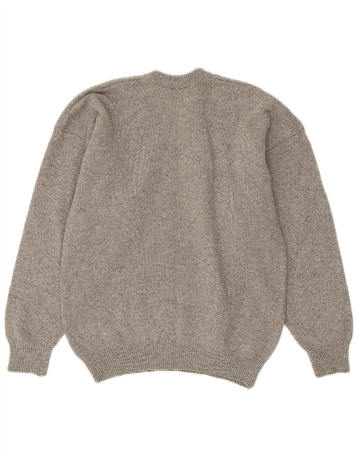 Vintage mænd med rund hals sweater mellemgrå geometrisk