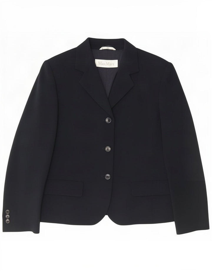 Max Mara Dame 3-knaps blazerjakke IT 44 Medium Navy Blue Rayon