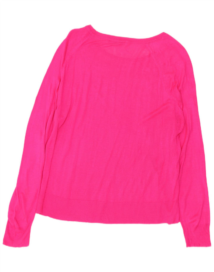 ZARA Dame Boat Neck Jumper Sweater UK 14 Medium Pink