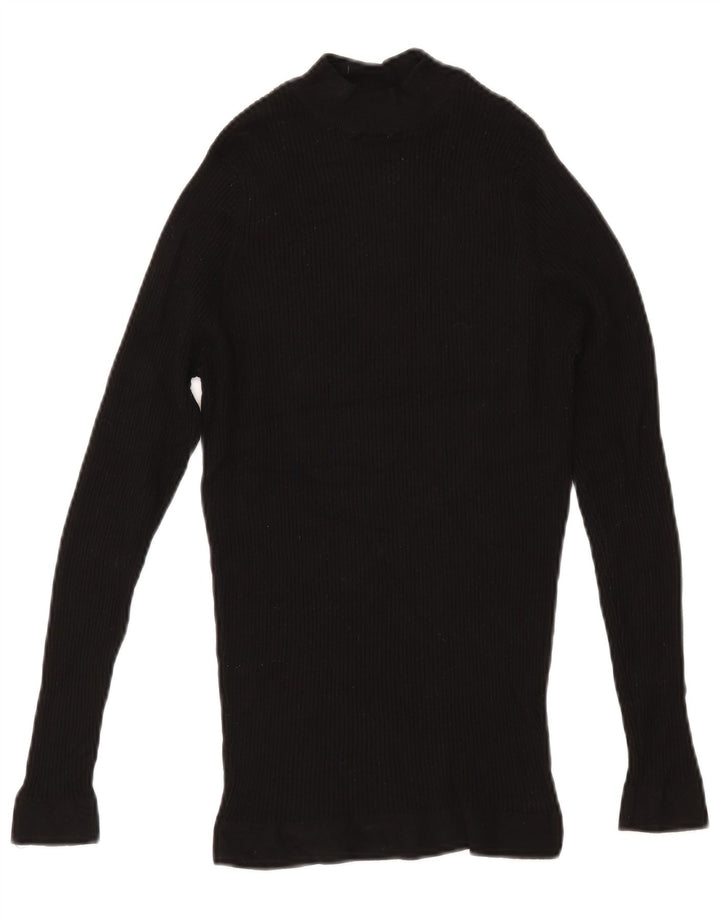 ZARA Dame Turtle Neck Jumper Sweater UK 8 Small Black Viscose