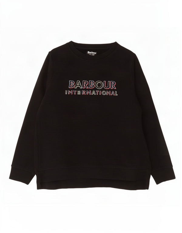 Barbour Dame Grafisk Oversized Sweatshirt Jumper UK 18 XL Sort Bomuld