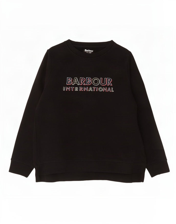 Barbour Dame Grafisk Oversized Sweatshirt Jumper UK 18 XL Sort Bomuld
