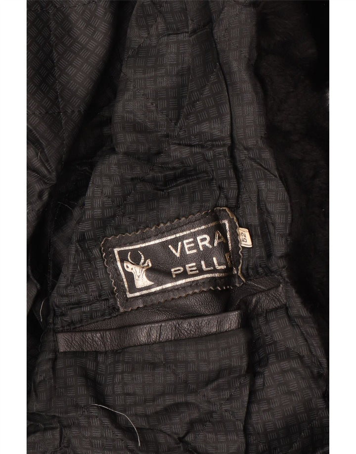 Vintage herre læderjakke IT 52 XL sort læder