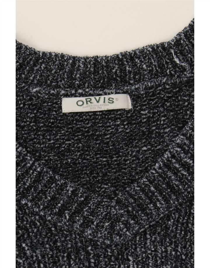 ORVIS Womens V-Neck Jumper Sweater UK 20 2XL Navy Blue Polyester Vintage Orvis and Second-Hand Orvis from Messina Hembry 