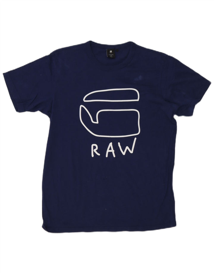 G-Star Herre grafisk T-shirt Top Medium Navyblå Bomuld