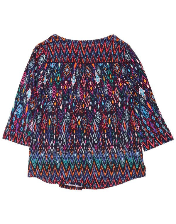 MONSOON Dame 3/4 ærmet bluse Top UK 10 Small Multicolored Ikat