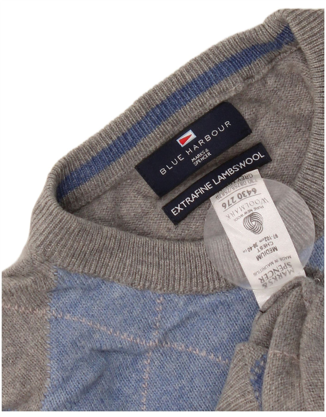 Marks & Spencer Herretrøjetrøje med rund hals, UK 38/40 Mellemgrå