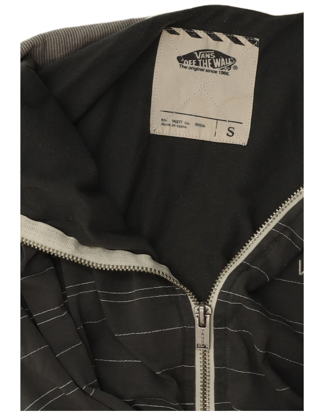 Vans Hættetrøje med lynlås til mænd, lille grå stribet bomuld