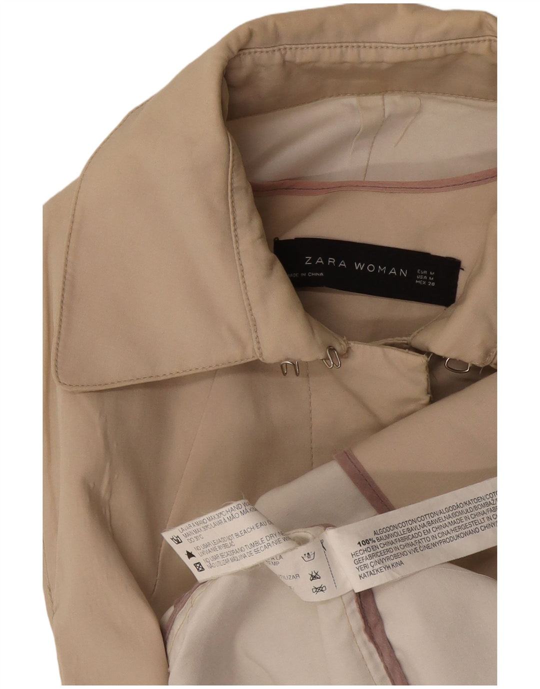 Zara Trench Coat til kvinder UK 12 Medium Beige Bomuld