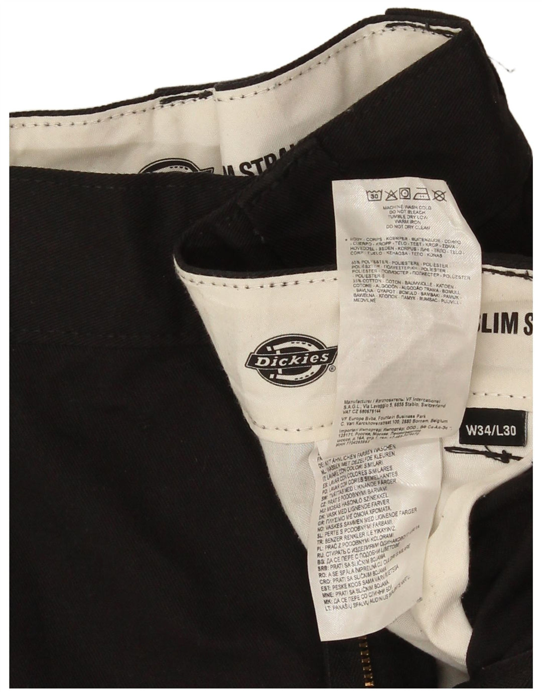 Dickies Herre Slim Straight Chino Bukser W34 L30 Sort Polyester