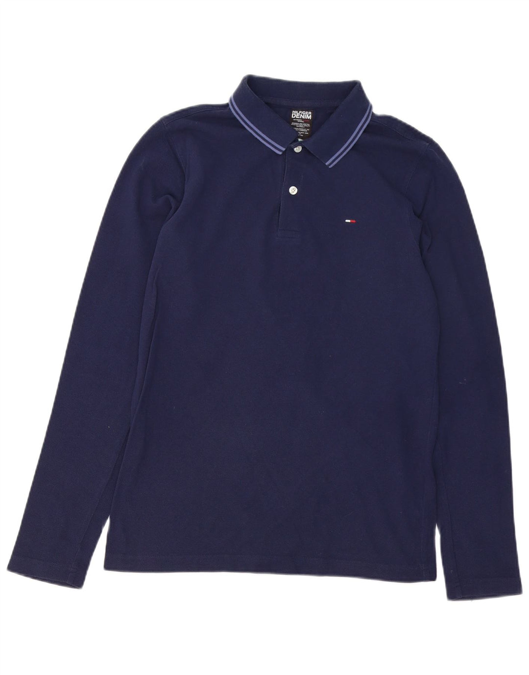 TOMMY HILFIGER Langærmet herre poloshirt Medium marineblå bomuld
